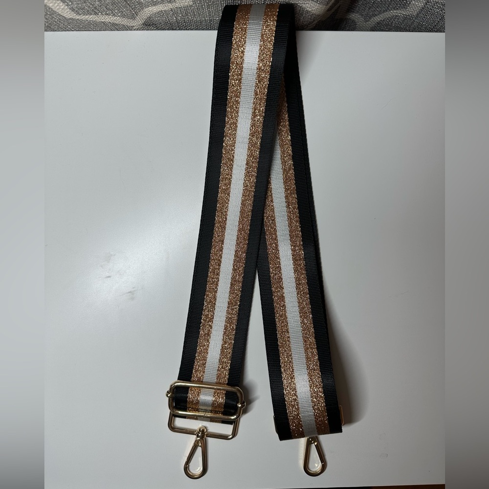 GLITTER BLACK STRIPE GUITAR STRAP FOR CROSSBODY HANDBAG WEAR